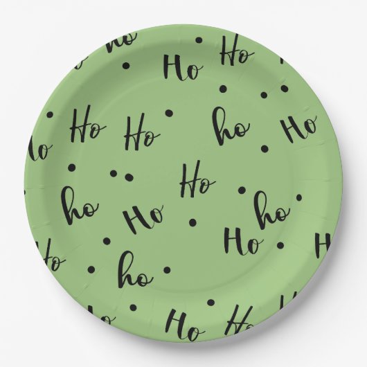 Ho Ho Ho Christmas Red Background Pappteller (Vorderseite)