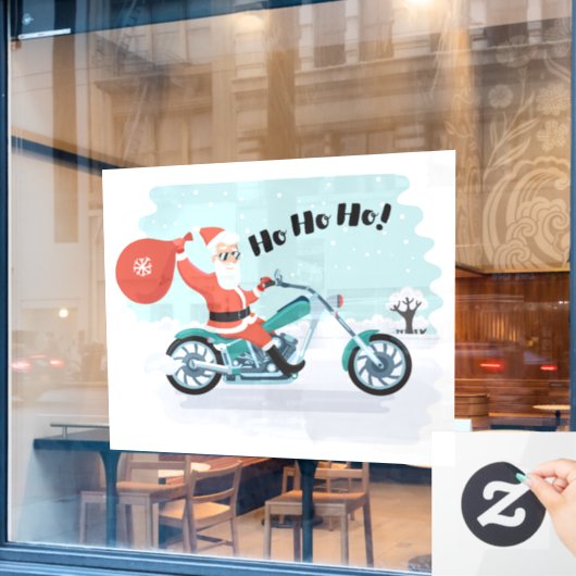 Ho Ho Ho Christmas Santa Biker Fensteraufkleber (Café-Fenster)