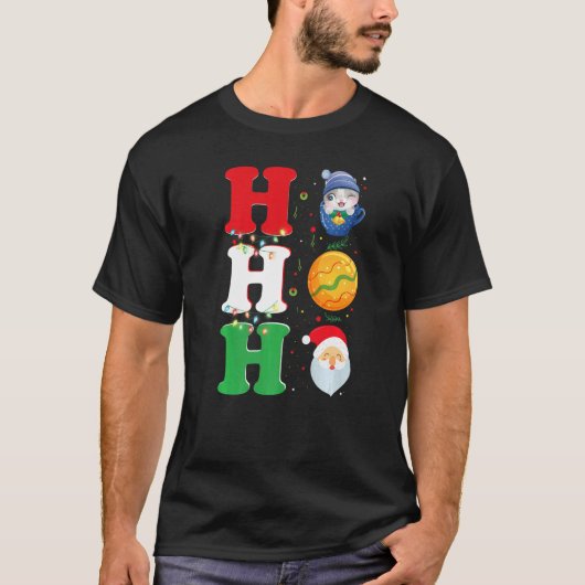 Ho Ho Ho Christmas Santa Hat Xmas PJ T-Shirt (Vorderseite)