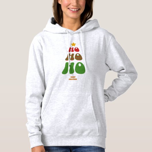 Ho Ho Ho Christmas Tree – Retro Xmas Hoodie (Vorderseite)