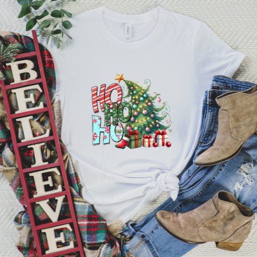 Ho Ho Ho Christmas Tree T - Shirt