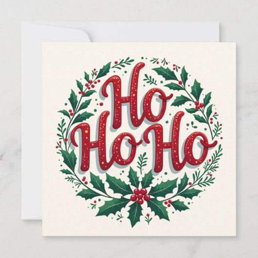 Ho Ho Ho Christmas Wreath Typography Design (Vorderseite)