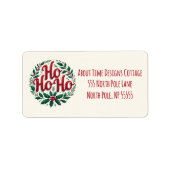 Ho Ho Ho Christmas Wreath Typography Design Adressaufkleber (Vorne)