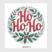 Ho Ho Ho Christmas Wreath Typography Design Aufkleber (Blatt)