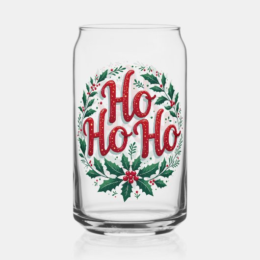 Ho Ho Ho Christmas Wreath Typography Design Dosenglas (Vorderseite)