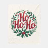Ho Ho Ho Christmas Wreath Typography Design Fleecedecke (Vorderseite)