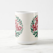 Ho Ho Ho Christmas Wreath Typography Design Kaffeetasse (Mittel)