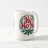 Ho Ho Ho Christmas Wreath Typography Design Kaffeetasse (VorderseiteRechts)
