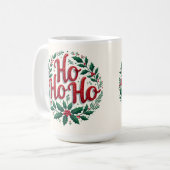 Ho Ho Ho Christmas Wreath Typography Design Kaffeetasse (Vorderseite Links)