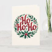 Ho Ho Ho Christmas Wreath Typography Design Karte (Vorderseite)