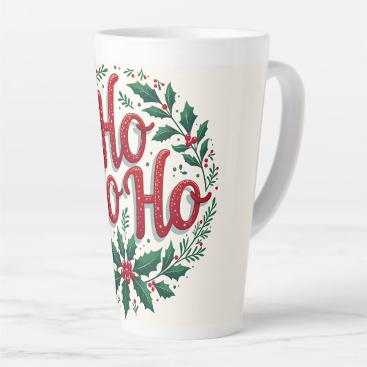 Ho Ho Ho Christmas Wreath Typography Design Milchtasse (Rechte Ecke)