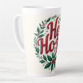 Ho Ho Ho Christmas Wreath Typography Design Milchtasse (Linke Ecke)