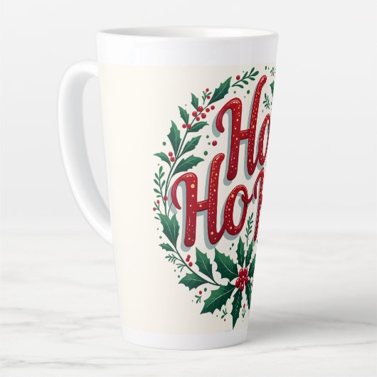 Ho Ho Ho Christmas Wreath Typography Design Milchtasse (Linke Ecke)
