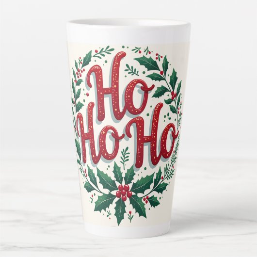 Ho Ho Ho Christmas Wreath Typography Design Milchtasse (Vorderseite)