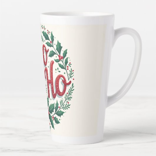 Ho Ho Ho Christmas Wreath Typography Design Milchtasse (Rechts)