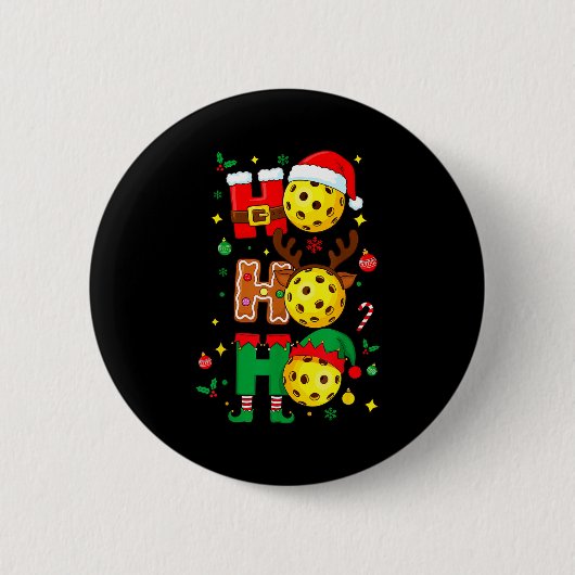Ho Ho Ho Ckleball Christmas, Funny Paddle Players Button (Vorderseite)