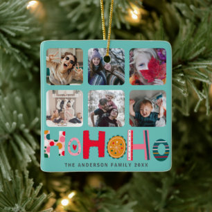Ho Ho Ho Colorful 6 Foto Weihnachten Keramikornament