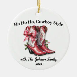 Ho Ho Ho, Cowboy Style Keramik Ornament