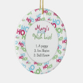 Ho Ho Ho der Wunschzettel des Kindes Keramikornament (Rechts)