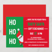 HO HO HO Dirty Santa Geschenk Austausch Weihnachts Einladung (Vorne/Hinten)