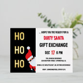 HO HO HO Dirty Weihnachtsfeiertag Party Modern Folieneinladung (Stehend vorne)