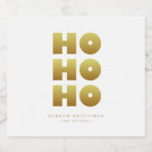 Ho Ho Ho | Einfache Weihnachten - Weiß und Gold Bierflaschenetikett (Einzelnes Label)
