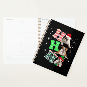 Ho Ho Ho English Bulldog Santa Rentier Weihnachten Planer