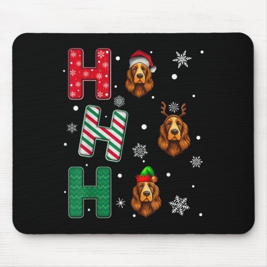 Ho Ho Ho Er Spaniel Dog Lover Christmas Santa Elf Mousepad (Vorne)