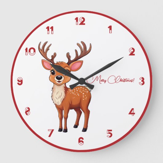 Ho-Ho-Ho! Es ist ein Rentier Große Wanduhr (Vorderseite)