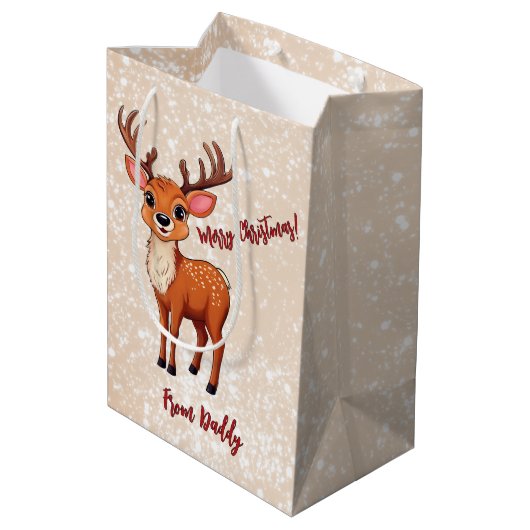 Ho-Ho-Ho! Es ist ein Rentier Mittlere Geschenktüte (Rückseite Schrägansicht)