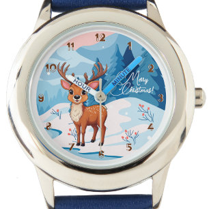 Ho-Ho-Ho! Es ist eine Rentier-Kinderuhr Armbanduhr