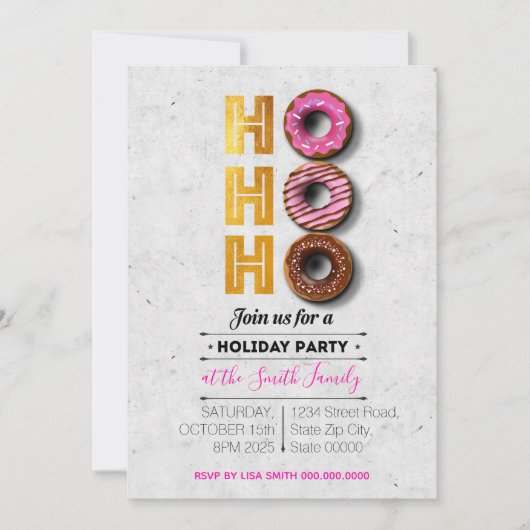 HO! HO! HO! Ferien-Donuts-Party Einladung (Vorderseite)