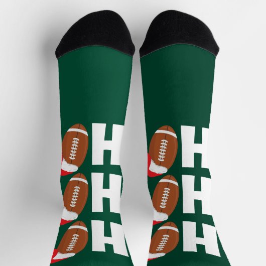 Ho Ho Ho Football | Funny Christmas Season Humor Socken (Oben)