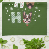 Ho Ho Ho French Bulldog Frohe Weihnachten Geschirrtuch (Gefaltet)