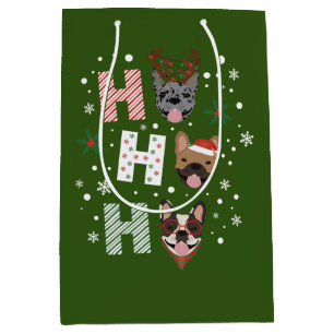 Ho Ho Ho French Bulldog Frohe Weihnachten Mittlere Geschenktüte