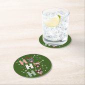 Ho Ho Ho French Bulldog Frohe Weihnachten Runder Pappuntersetzer (Vor Ort)