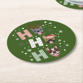Ho Ho Ho French Bulldog Frohe Weihnachten Runder Pappuntersetzer (Angewinkelt)