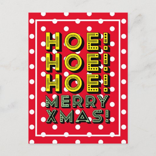 Ho! Ho! Ho! Frohe Weihnachten! Custom Colors Snowy Postkarte (Vorderseite)