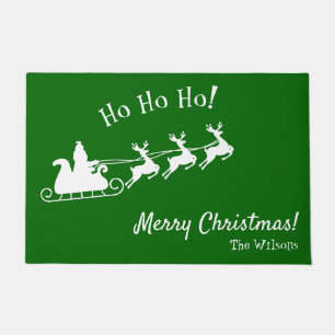 Ho Ho Ho Frohe Weihnachten mit Santa, Green Doorma Fußmatte