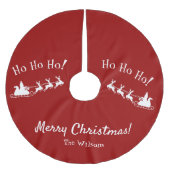 Ho Ho Ho Frohe Weihnachten mit Weihnachten, Rot Polyester Weihnachtsbaumdecke (Vorderseite)