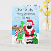 Ho Ho Ho Frohe Weihnachten Weihnachten und Elf in Karte (Gelbe Blume)