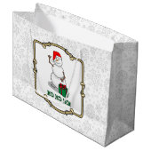 Ho Ho Ho Frohe Weihnachten Weihnachtsmann Niedlich Große Geschenktüte (Vorderseite Schrägansicht)