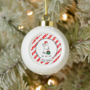 Ho Ho Ho Frohe Weihnachten Weihnachtsmann Niedlich Keramik Kugel-Ornament