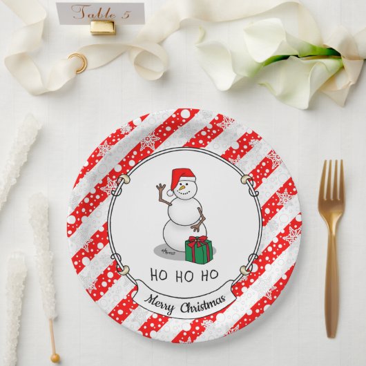 Ho Ho Ho Frohe Weihnachten Weihnachtsmann Niedlich Pappteller (Hochzeit)