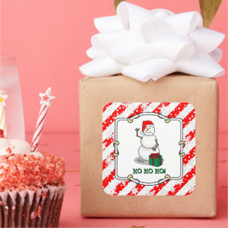 Ho Ho Ho Frohe Weihnachten Weihnachtsmann Niedlich Quadratischer Aufkleber