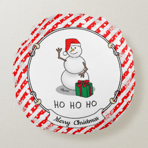 Ho Ho Ho Frohe Weihnachten Weihnachtsmann Niedlich Rundes Kissen