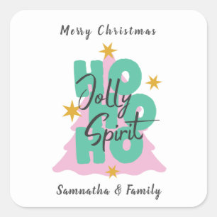 Ho Ho Ho Frohe Weihnachts-individuelle Name Quadratischer Aufkleber