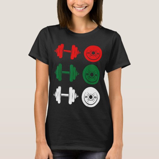 Ho Ho Ho Funny Dumbbell Christmas Weightlifting Gy T-Shirt (Vorderseite)