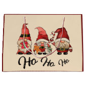 Ho Ho Ho! Funny Gnomes Nordic Christmas Winter Red Große Geschenktüte (Vorderseite)