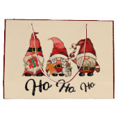 Ho Ho Ho! Funny Gnomes Nordic Christmas Winter Red Große Geschenktüte (Rückseite)